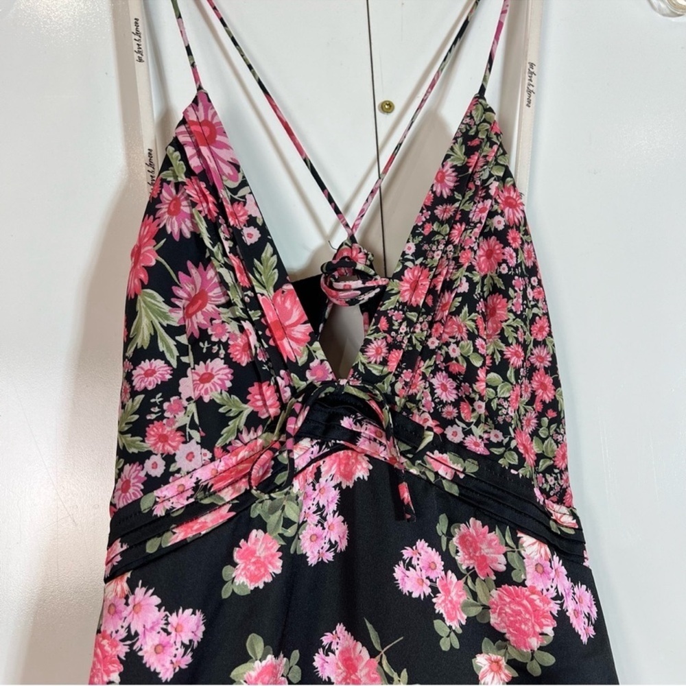 For Love & Lemons Rosalyn Pink Floral Ruffled Formal Strappy V Neck Maxi Dress M - Picture 9 of 14